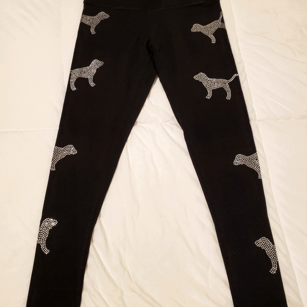 PINK Rhinestone Dog Yoga Pants Size Medium